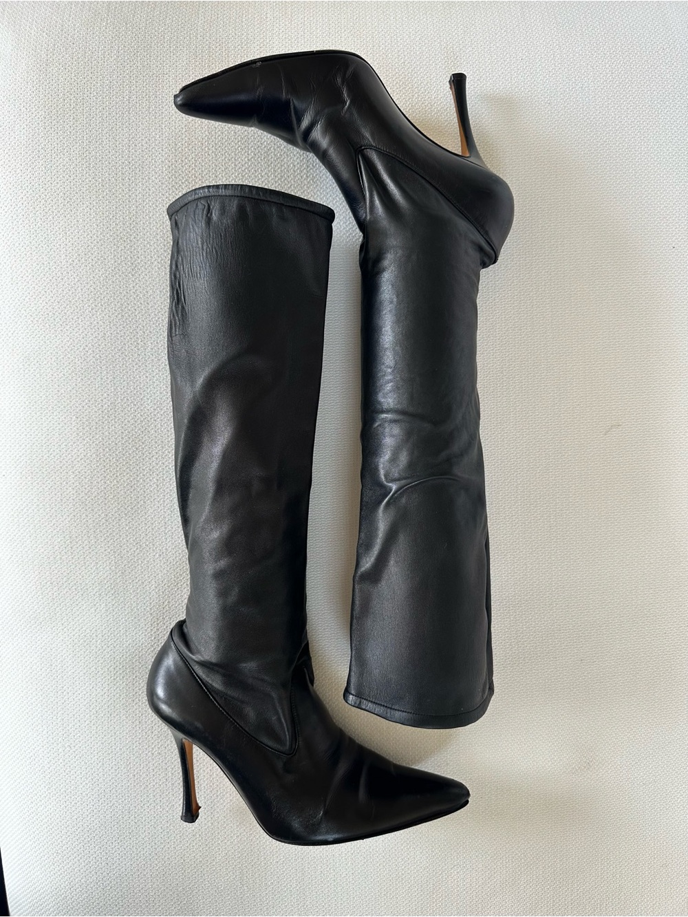 VTG Manolo Blahnik Black Stiletto Knee Boots EU 38.5 US Size 8 or 8.5 Vintage